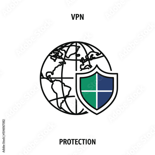 Global V P N Protection Green Blue Shield Icon security