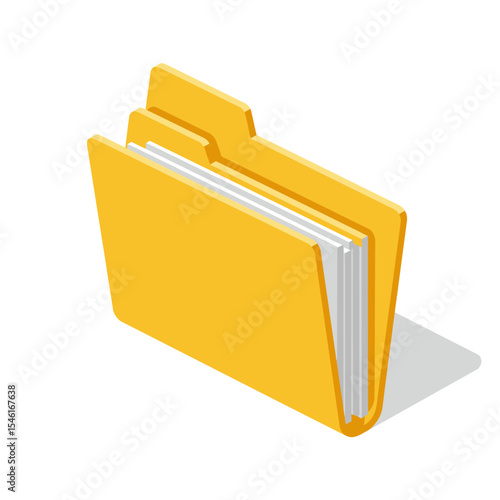 Open and close folders with documents. Folders icons isolated on white background. Folders set