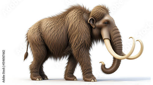 woolly mammoth 3d render isolated on white background