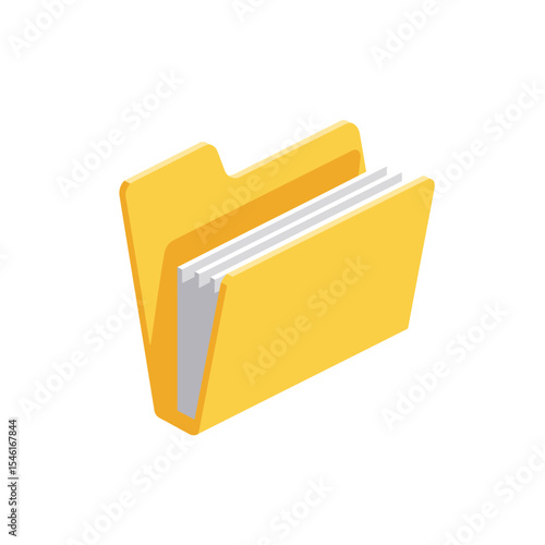 Open and close folders with documents. Folders icons isolated on white background. Folders set