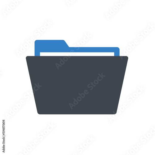 Open and close folders with documents. Folders icons isolated on white background. Folders set