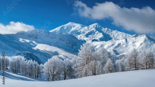 Wallpaper Mural Person skiing down snowy mountain, surrounded by trees Torontodigital.ca