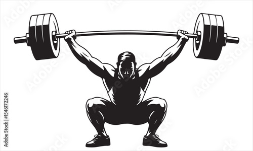 Strongman silhouette weightlifting heavy barbell