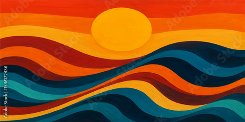 Abstract colourful background with flowing wave patterns and a vibrant gradient of orange and yellow hues, perfect for modern web and banner designs