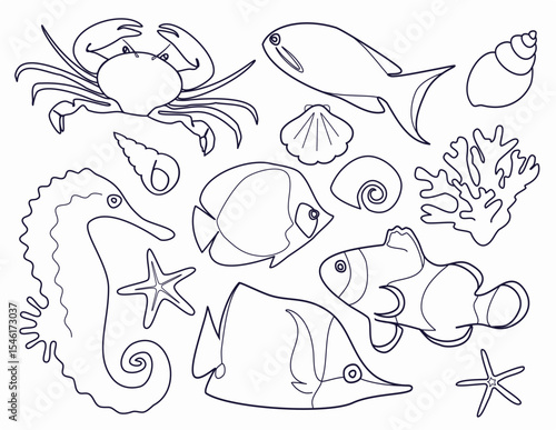 vector set of sea animals