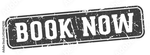 book now rectangular sign. book now stamp