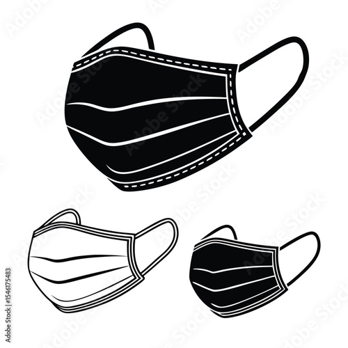 Silhouette Icons of Face Masks and Disguises