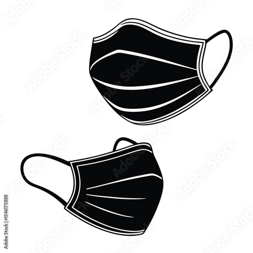 Simple Black Silhouette Set of Various Masks