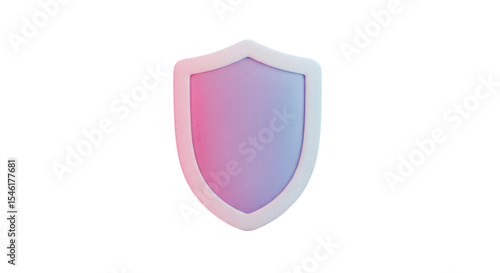 Glossy Pink Shield Security on Transparent Background