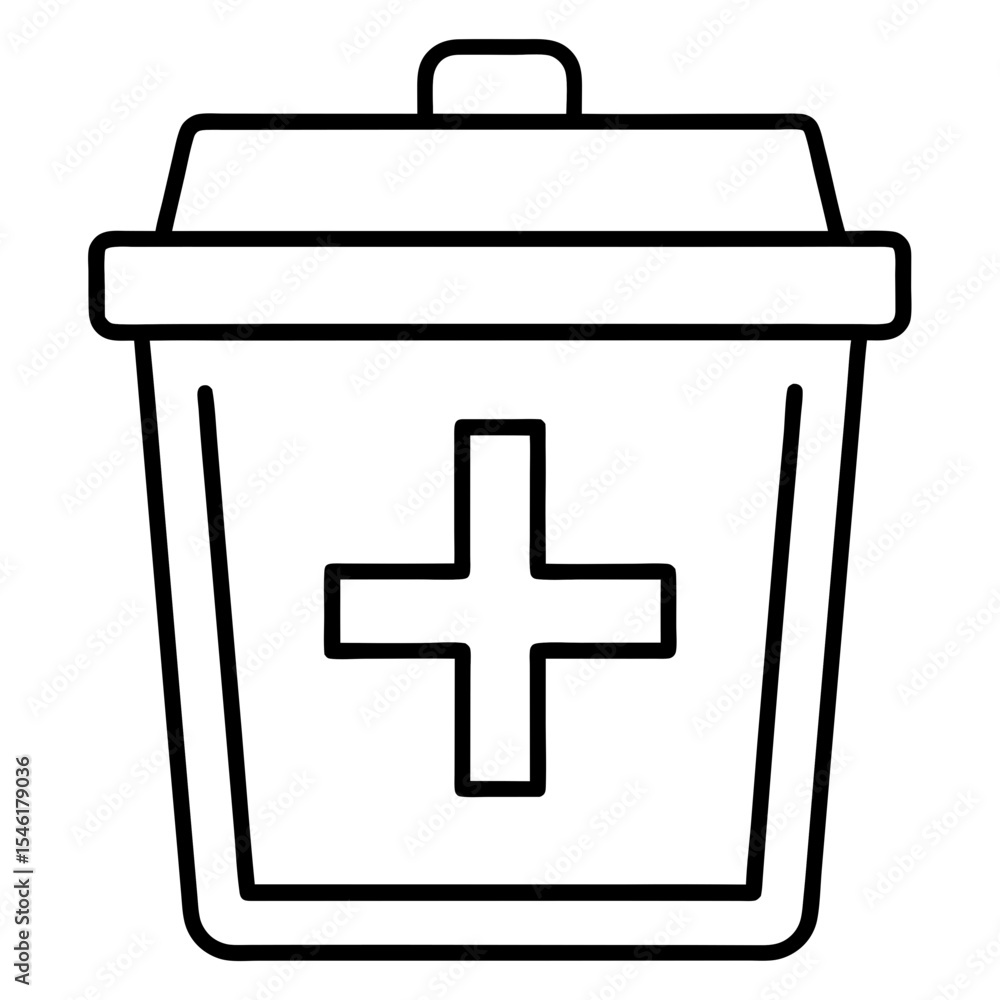 Obraz premium Hospital Trash Can Icon Outline Design