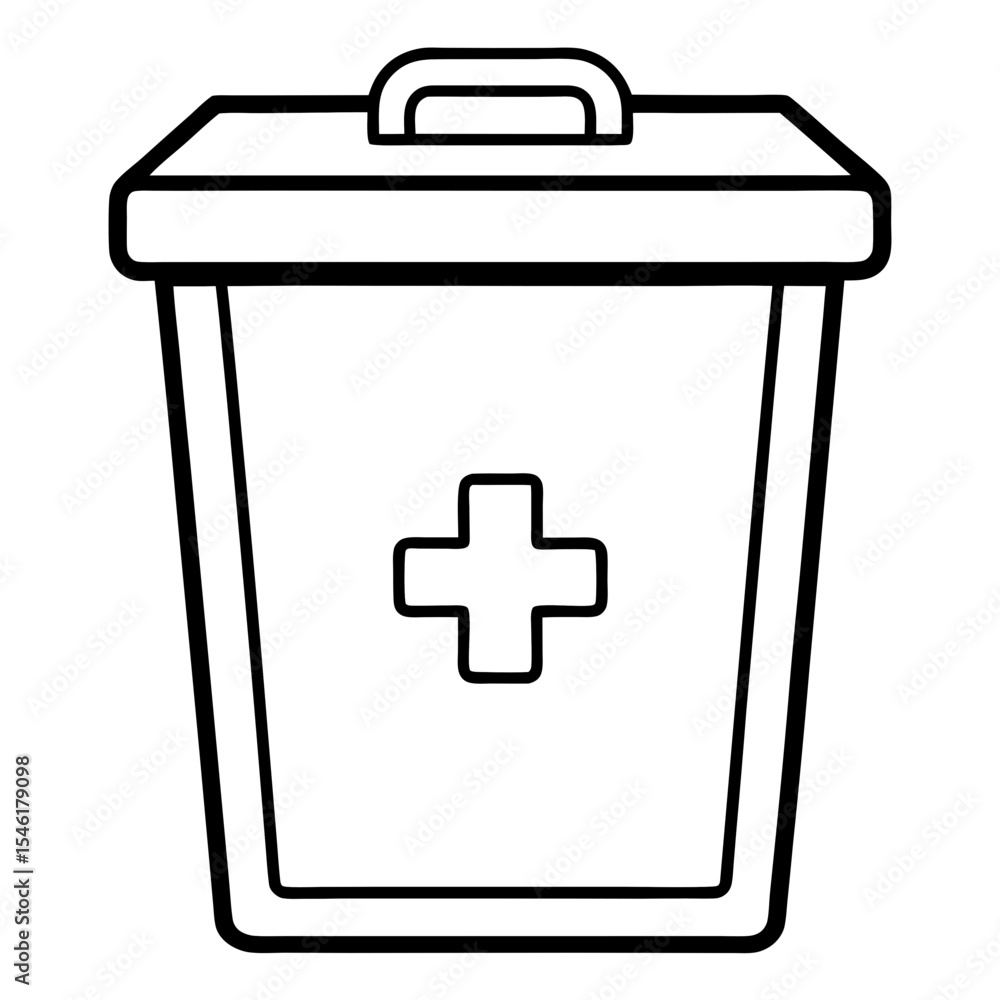 Obraz premium Hospital Trash Can Icon Outline Design