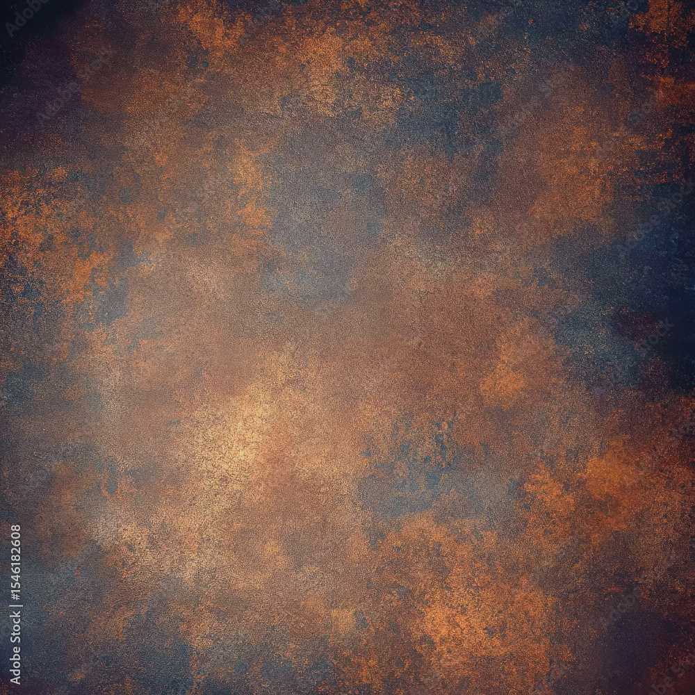 Rough textured surface with rust and dark spots. Abstract grunge background with aged metal effect. Graphic resource for design element.