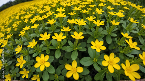 A wide-angle shot featuring clusters of tiny yellow flowers.Clusters of small yellow flowers captured in a wide-angle view.Wide-angle photograph showcasing clusters of diminutive yellow