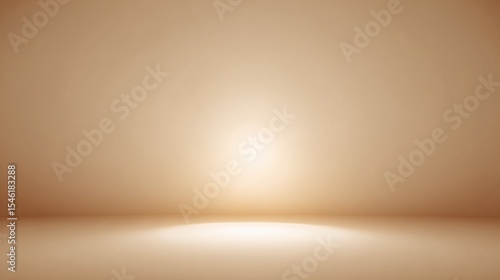 Soft gradient beige background with glowing spotlight in center creating elegant studio atmosphere ideal for product mockups, minimalist design templates and branding visuals