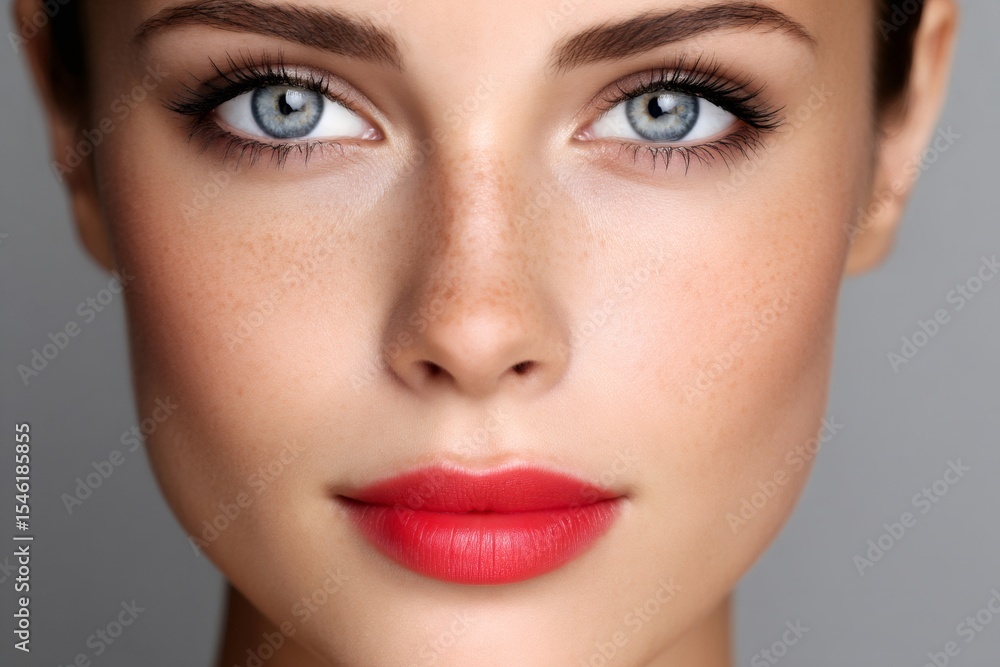 Beautiful woman with red lipstick showing her perfect skin Beautiful woman with red lipstick showing her perfect skin