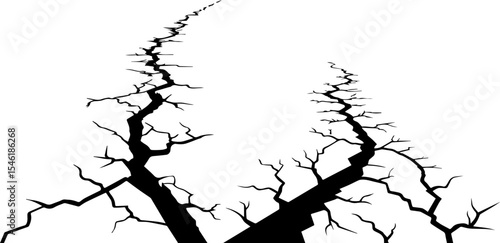 Deep Ground Cracks Silhouette - Drought and Damage Vector
