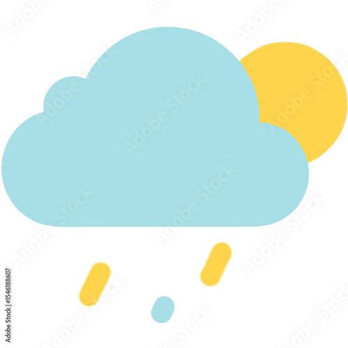 Vector Minimalist SVG Icon Set with Cloud Sun Raindrop Elements Modern Flat Design Yellow Blue Colors