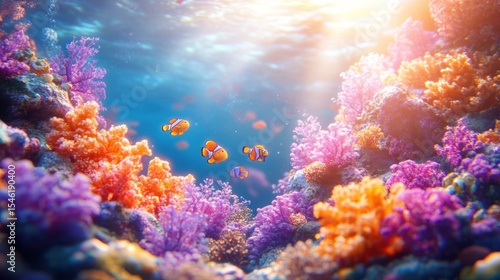 Wallpaper Mural Vibrant coral reef teeming with colorful fish. Torontodigital.ca