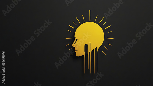 Human head in profile with abstract brain illustration
