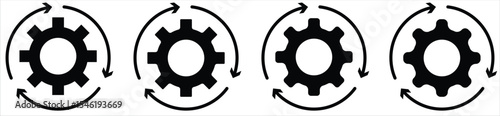 Process Automation Icon – Gear with Circular Arrows Symbolizing Workflow and System Cycle