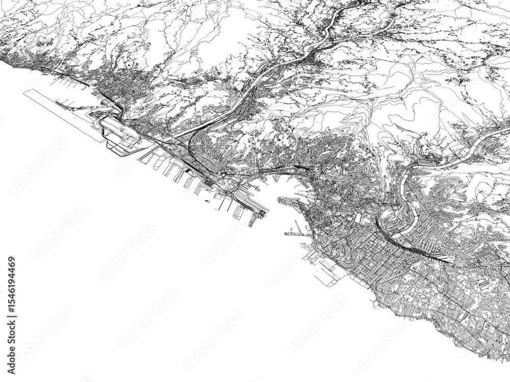 Fototapeta premium 3D illustration of city and urban in Genoa Italy