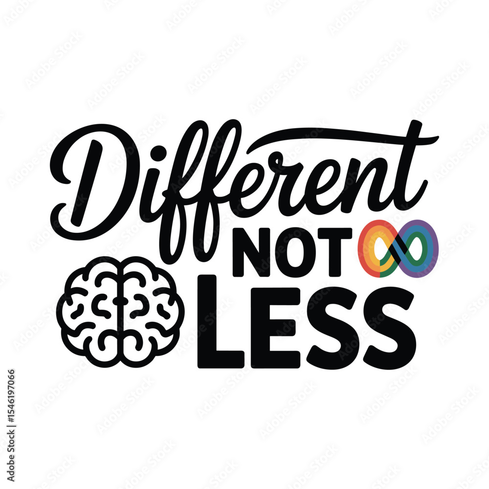Fototapeta premium Different Not Less t shirt design, isolated white background, 2