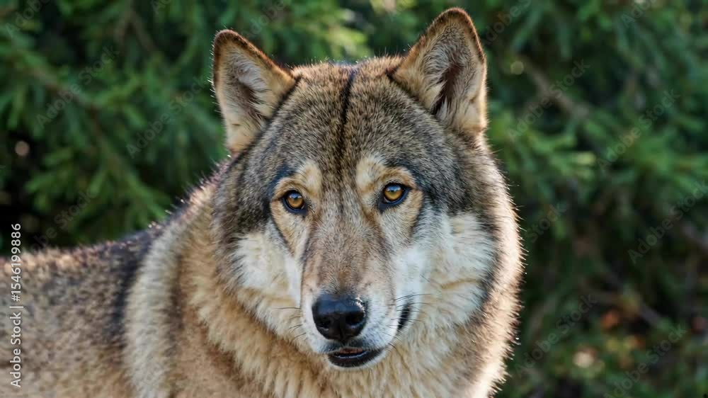 arafed wolf standing in front of a tree in a forest arafed wolf standing in front of a tree in a forest