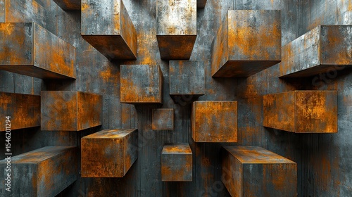 Abstract rusty metal cubes