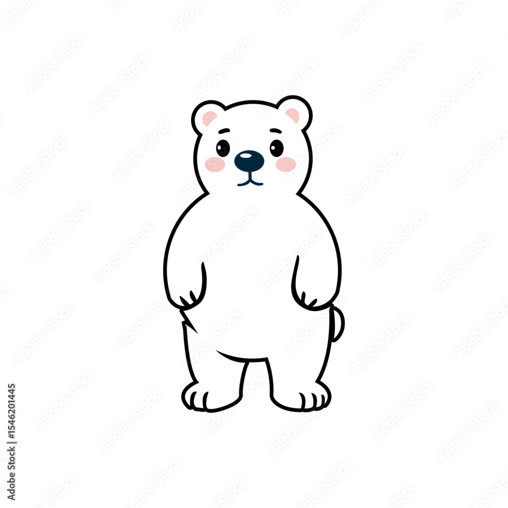 Naklejka premium Cartoon polar bear Flashcards for kids to study, polar bear vector art illustration eps file for design