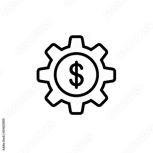 Money gear symbol icon in minimalist style for finance concepts  