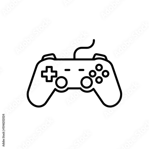 A minimalist game controller outline on a white background