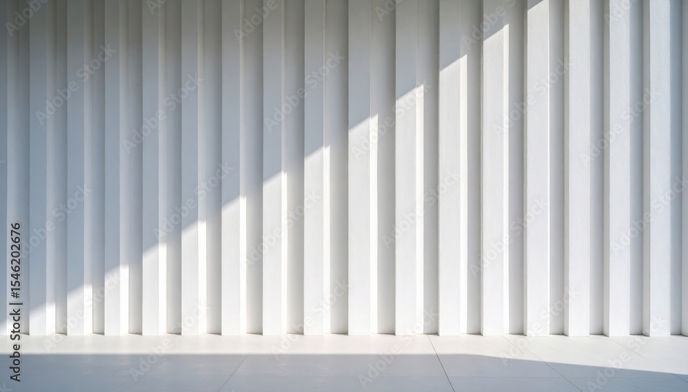 Fototapeta premium White Panel Wall With Sunlight Shadows