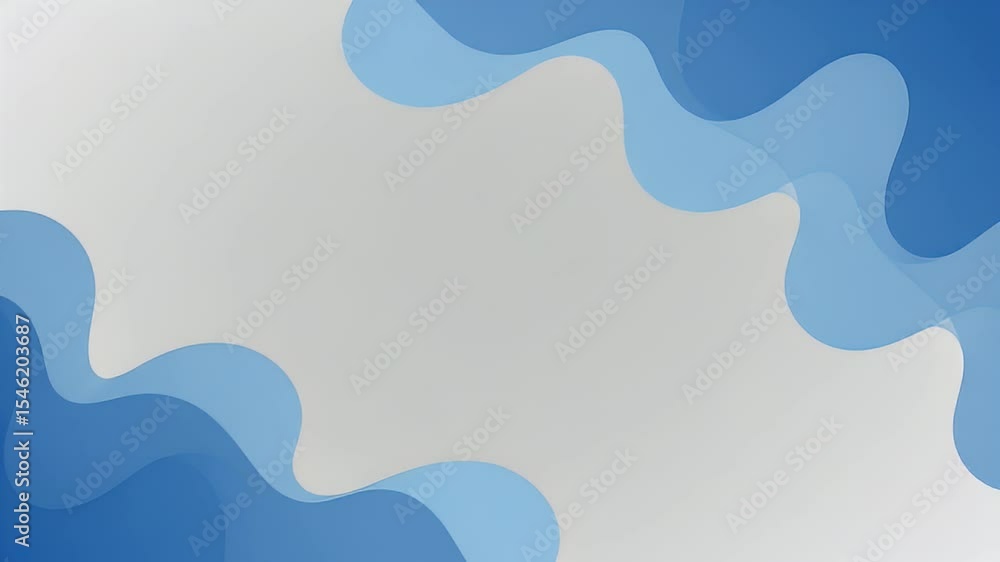Abstract Blue Wavy Shapes Over White Background with Smooth Gradient and Light Abstract Blue Wavy Shapes Over White Background with Smooth Gradient and Light