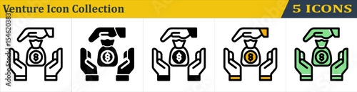 Venture Icon Collection With 5 Style Icon (Outline, Solid, Mixed, Outline Color Lineal and Solid Color Lineal) 