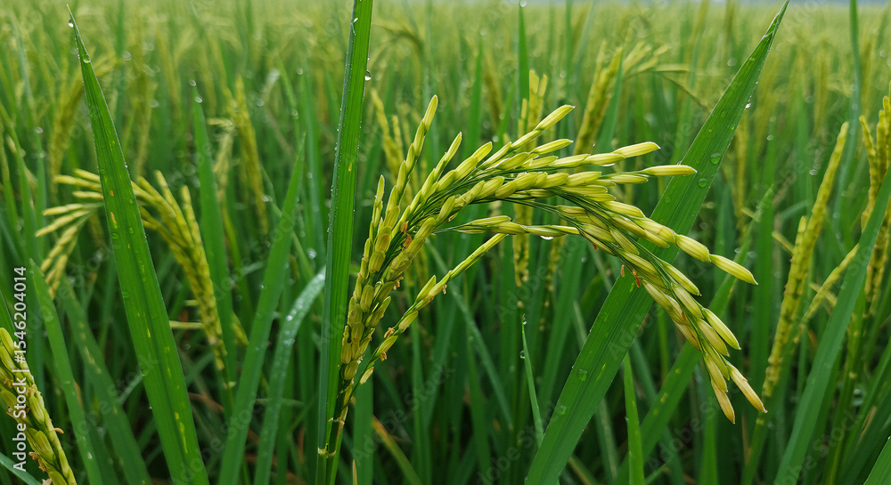 Fototapeta premium green rice field macro photo