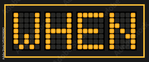 Orange color led banner in word when on black background