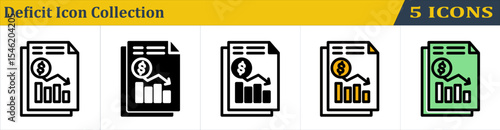 Deficit Icon Collection With 5 Style Icon (Outline, Solid, Mixed, Outline Color Lineal and Solid Color Lineal) 