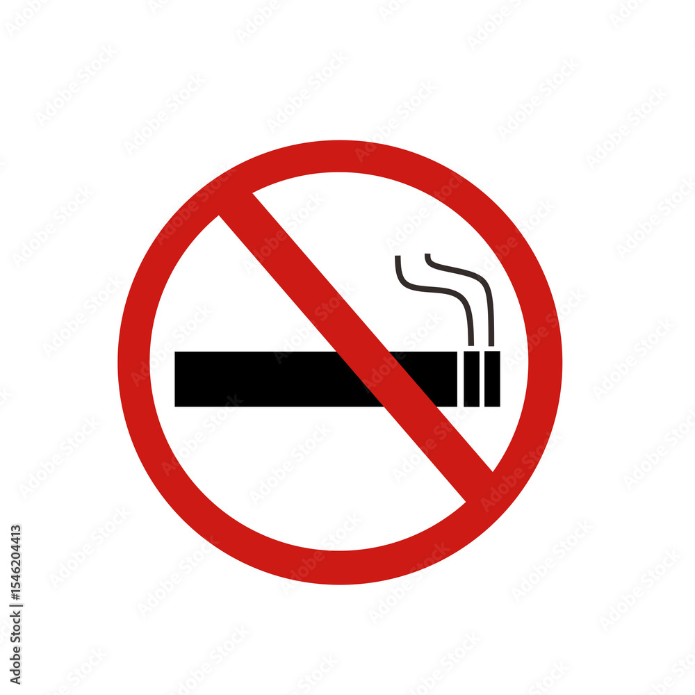 No Smoking Circle Sign with Cigarette Icon No Smoking Circle Sign with Cigarette Icon