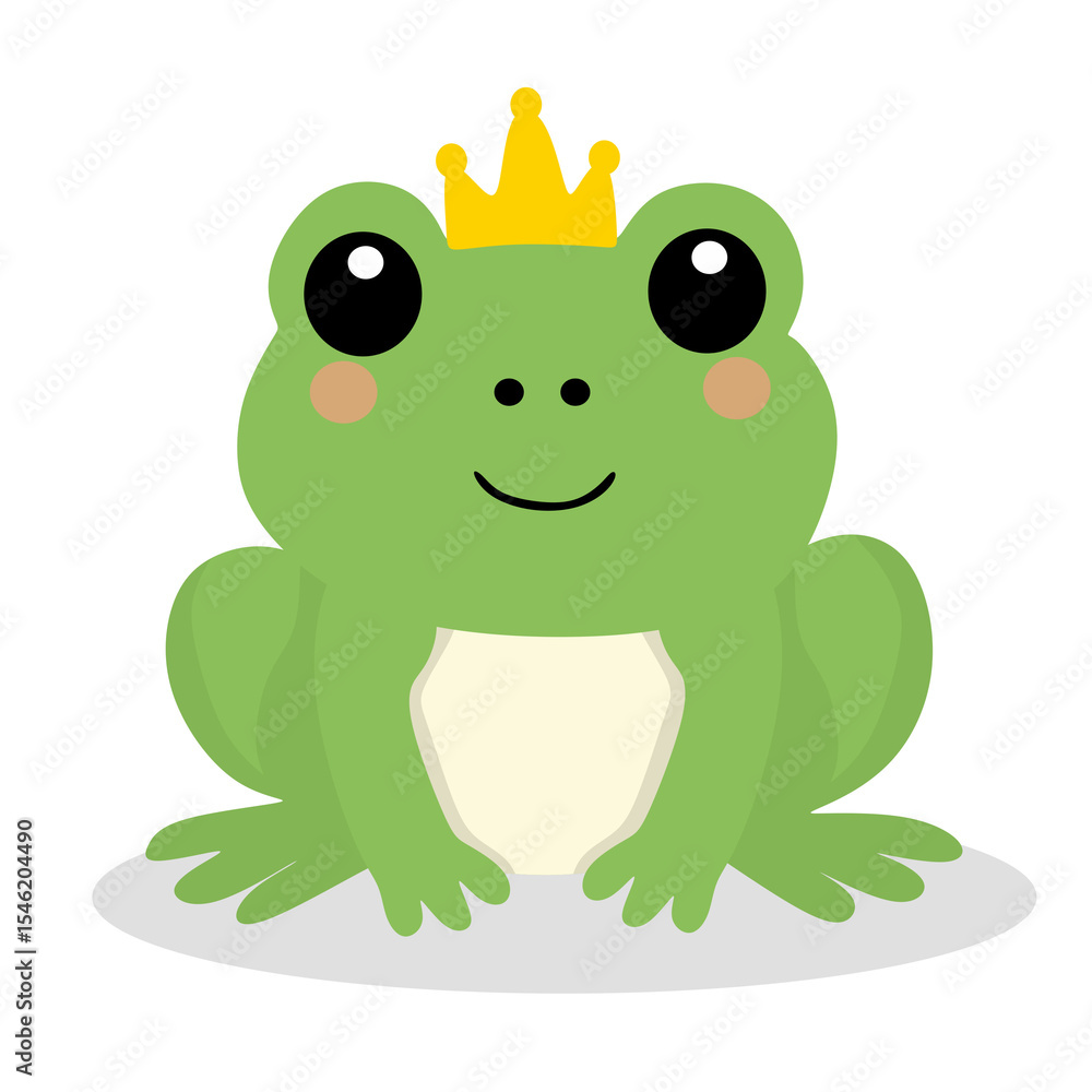 Fototapeta premium Frog with Golden Crown Character Illustration Design