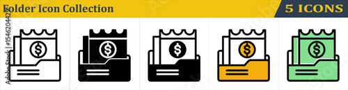 Folder Icon Collection With 5 Style Icon (Outline, Solid, Mixed, Outline Color Lineal and Solid Color Lineal) 