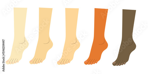 Illustration of Diverse Skin Tone Foot Body Part