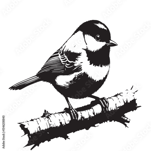 Mezzotint silhouette illustration of a female Red-Winged Blackbird