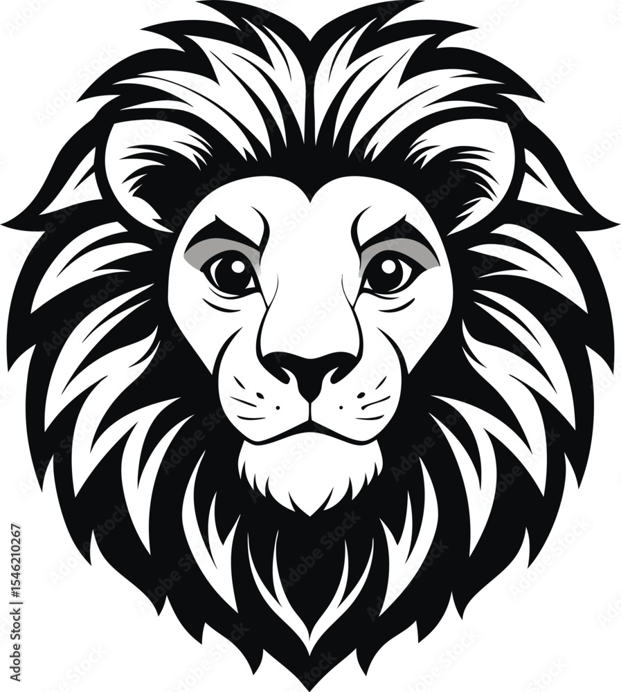 Fototapeta premium produce-a-detailed-black-and-white-drawing-of-a-lion.eps