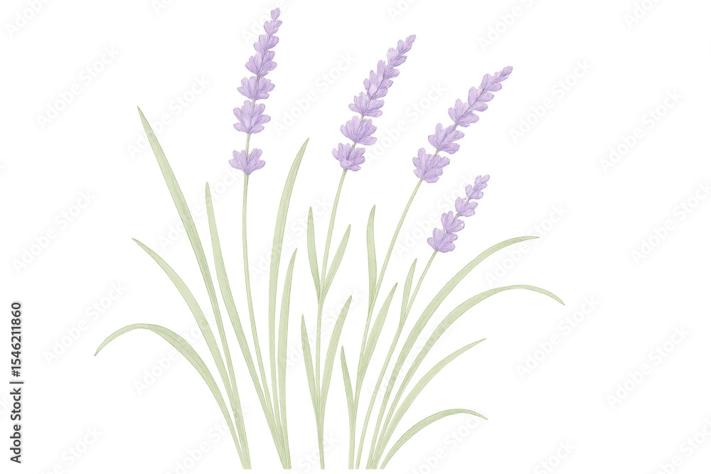 Naklejka premium Lavender flowers growing on transparent background, perfect for aromatherapy, cosmetics, and wellness projects