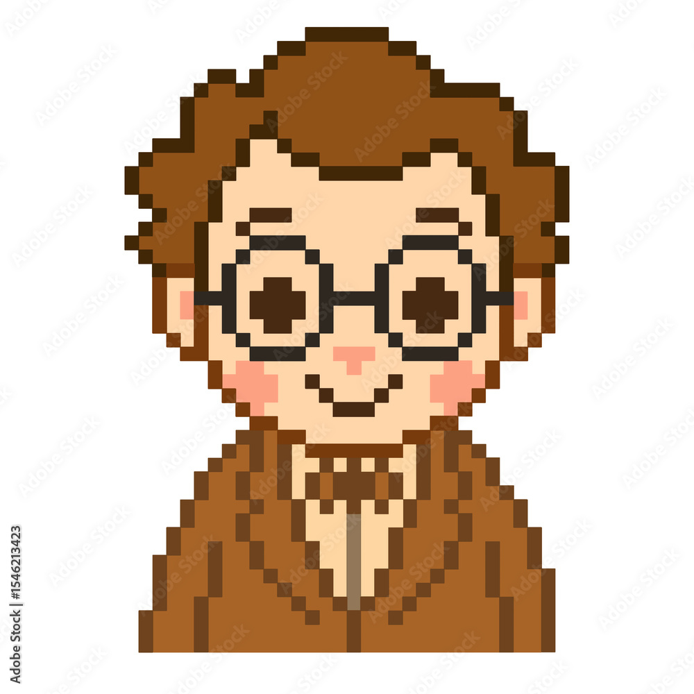 Fototapeta premium Flat Design Pixel Art Professor Illustration