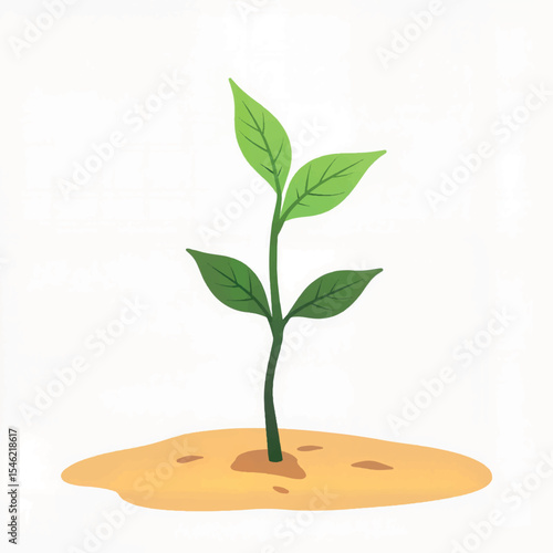 Green shoot emerging in barren field, symbol of hope