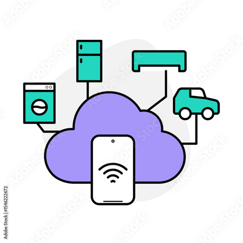 Vector Icon of IoT (Internet of Things) – Representing Connected Devices, Smart Systems, and Digital Integration in Modern Networks