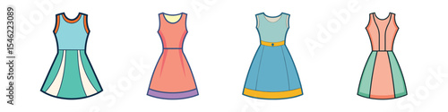 Sundress Flat Illustration in Simple Minimalist Flat Style