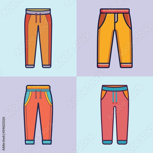 Sweatpants Flat Illustration in Simple Minimalist Flat Style