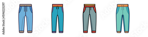 Sweatpants Flat Illustration in Simple Minimalist Flat Style